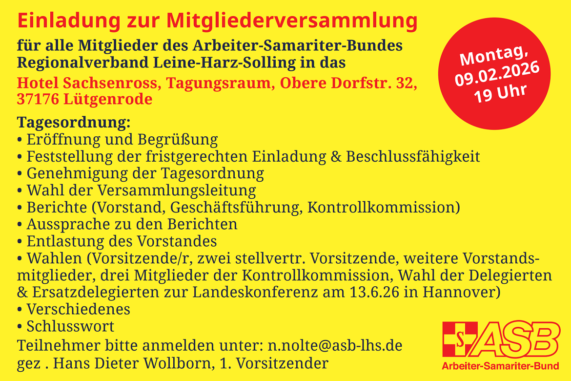 Einladung zur Mitgliederversammlung