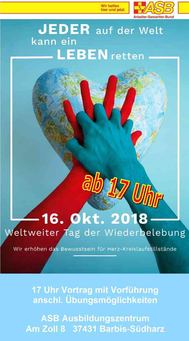 1. Weltweiter Tag der Wiederbelebung am 16.10.2018